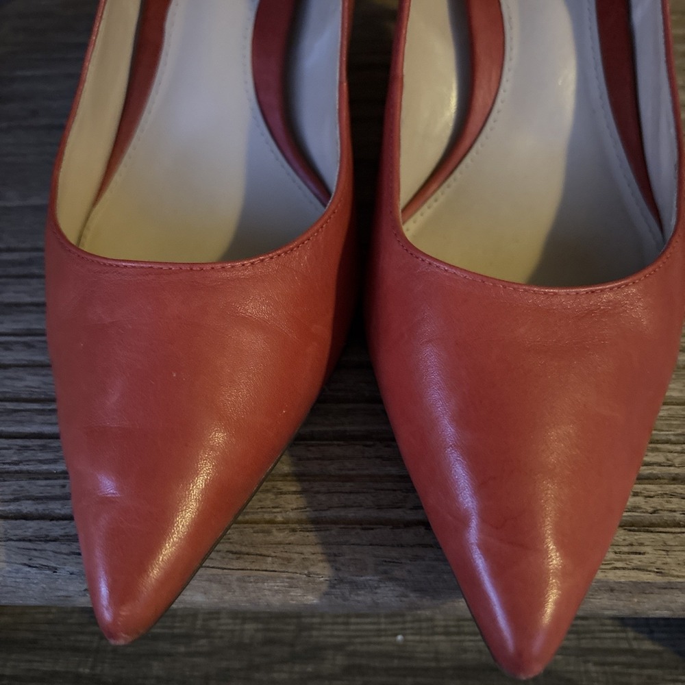 LAUREN RALPH LAUREN STILETTO PUMPS - RED LEATHER - 9.5 B - Picture 6 of 12